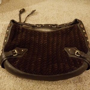 COLE HAAN Brown Velvet Weaved Bag